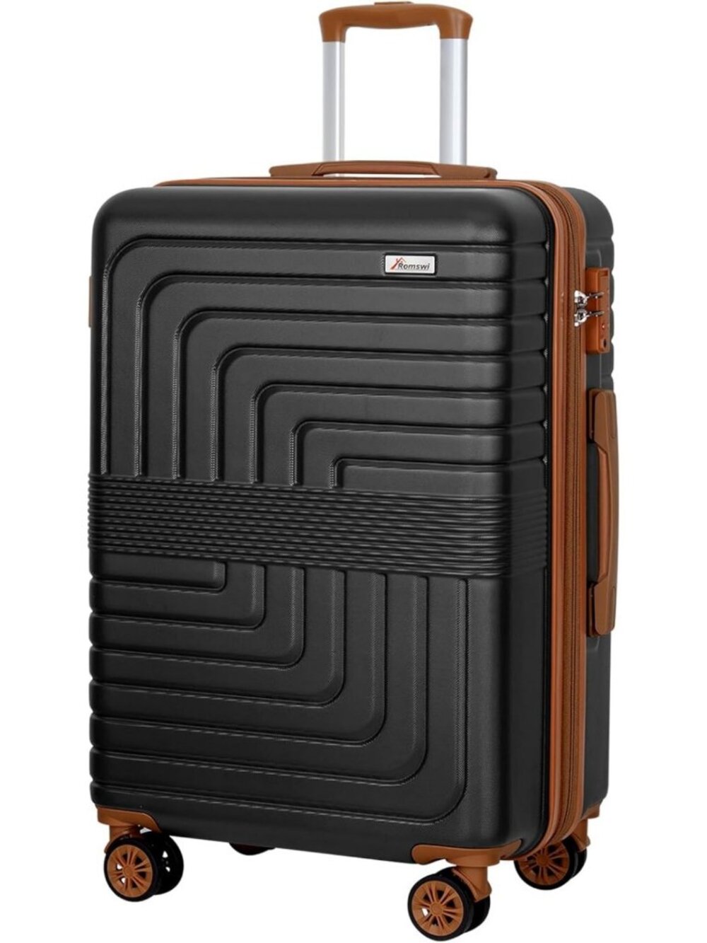 26'' Medium Checked Luggage - Lightweight, Double Spinner Wheels, Stylish Black